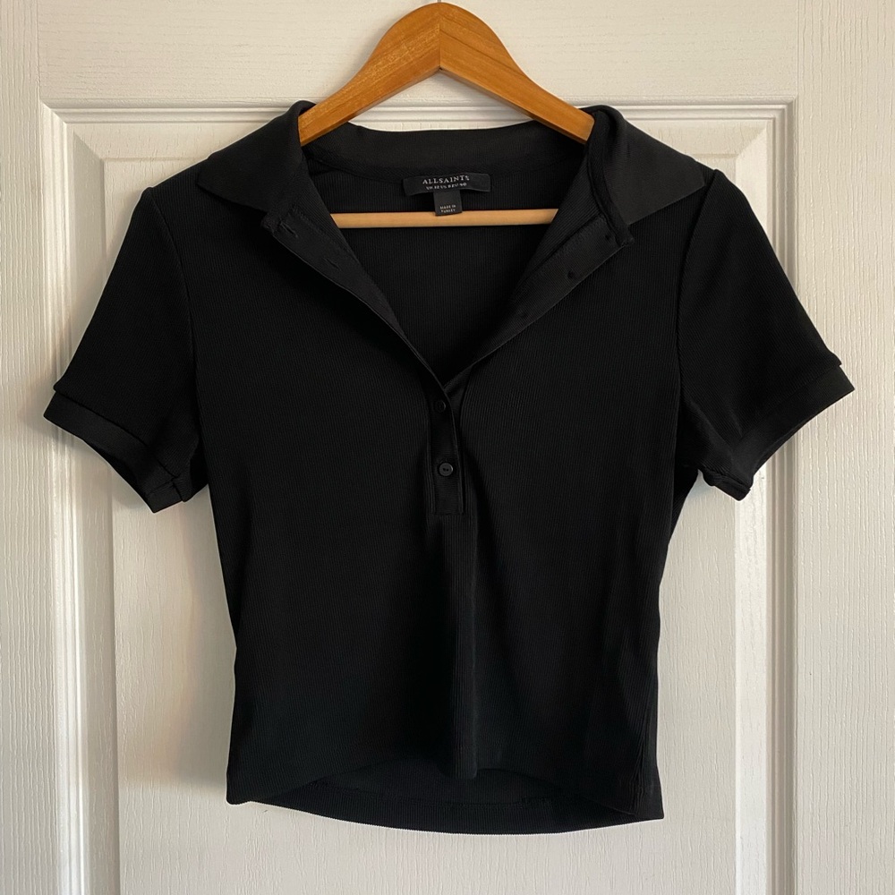 ALLSAINTS ribbed polo shirt